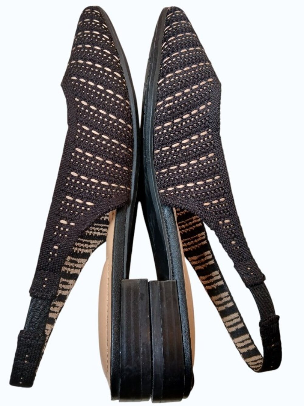 CYNTHIA ROWLEY Amelia Black & Tan Tweed Flat Slingbacks -Like New - Picture 4 of 12